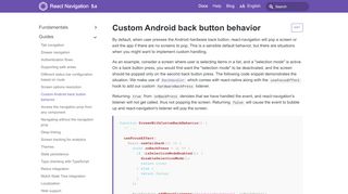 
                            8. Custom Android back button behavior · React Navigation