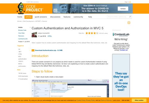 
                            9. Custom Authentication and Authorization in MVC 5 - CodeProject