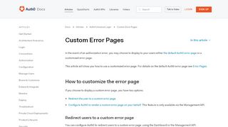 
                            6. Custom Error Pages - Auth0