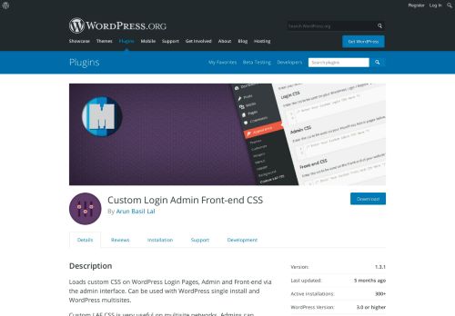 
                            2. Custom Login Admin Front-end CSS | WordPress.org