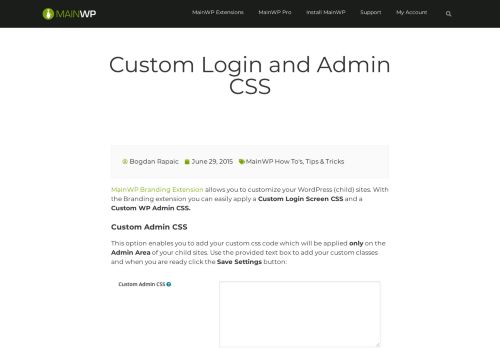 
                            6. Custom Login and Admin CSS - MainWP WordPress Management