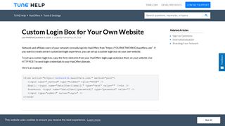 
                            5. Custom Login Box for Your Own Website | TUNE Help