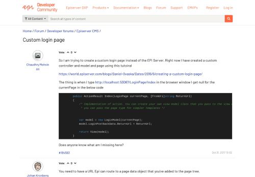 
                            8. Custom login page | Episerver Developer Community - Episerver World