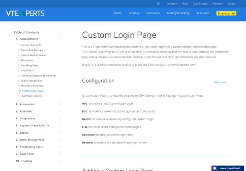 
                            8. Custom Login Page - VTiger Experts