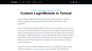 
                            1. Custom LoginModule in Tomcat - A Java geek