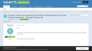 
                            6. Custom Server provisioning module for phpMyAdmin (Create , Delete ...