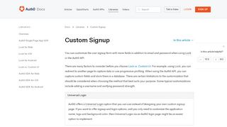 
                            5. Custom Signup - Auth0