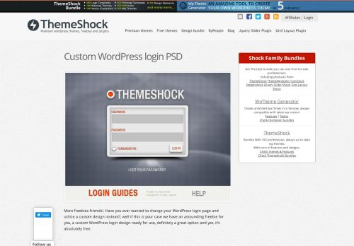 
                            10. Custom WordPress login PSD - ThemeShock