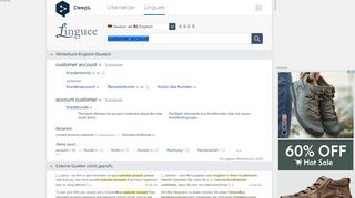 
                            4. customer account - Deutsch-Übersetzung – Linguee Wörterbuch
