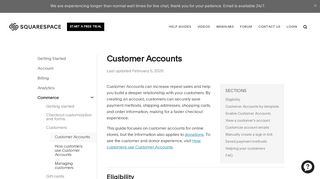 
                            2. Customer Accounts – Squarespace Help