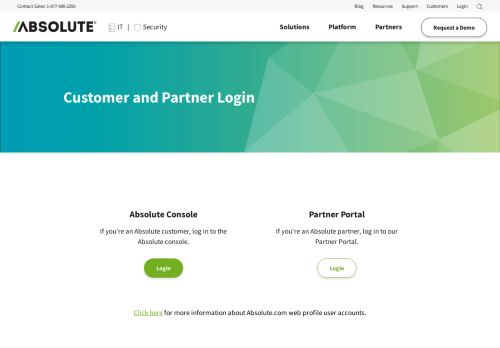 
                            2. Customer and Partner Login | Absolute