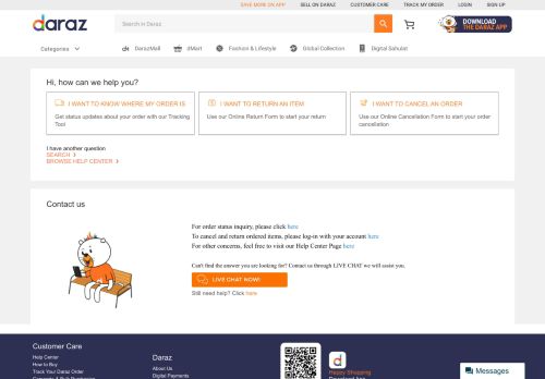 
                            9. Customer Care - Contact Us - Daraz.pk