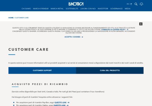 
                            10. Customer Care | Luxottica
