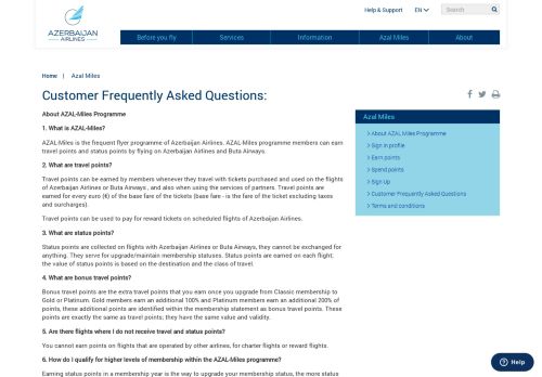 
                            13. Customer Frequently Asked Questions: - Azerbaijan Airlines