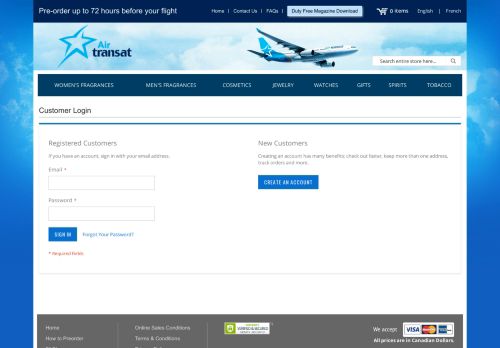 
                            5. Customer Login - Air Transat