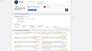 
                            1. customer login - Deutsch-Übersetzung – Linguee Wörterbuch