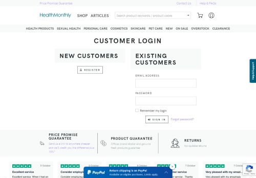 
                            1. Customer Login - Health Monthly