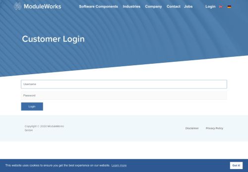 
                            1. Customer Login - ModuleWorks GmbH