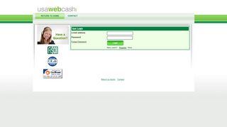 
                            5. Customer Login Screen - USA Web Cash