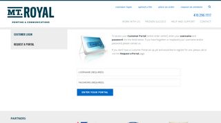 
                            12. Customer Portal : Customer Login - Mt. Royal Printing