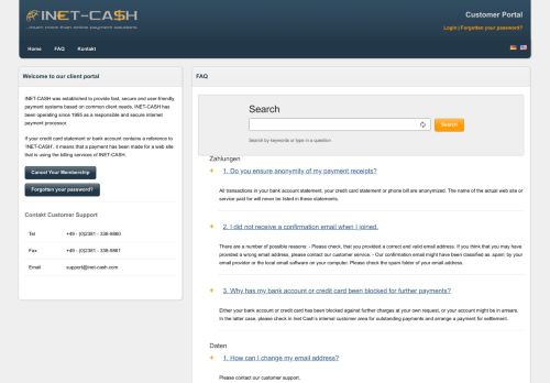 
                            2. Customer Portal INET-CASH