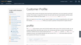 
                            4. Customer Profile | Login with Amazon - Amazon Developer
