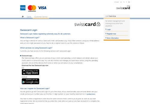 
                            6. Customer Service | Cards - cardservice - Swisscard AECS GmbH