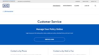 
                            2. Customer Service - Insurance from AIG in the US - AIG.com