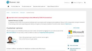 
                            2. Customer service :: Microsoft :: Pearson VUE