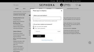 
                            2. Customer Service - Registration & Sign In | Sephora