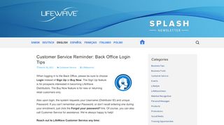 
                            3. Customer Service Reminder: Back Office Login Tips | LifeWave Splash ...