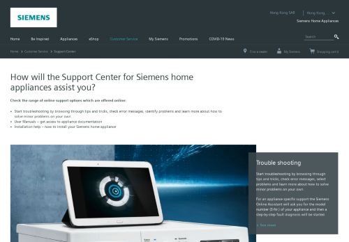 
                            8. Customer Service - Siemens Home Appliances