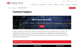 
                            5. Customer Support | Contact Equinix - Equinix Global Contact Information