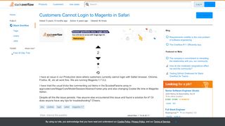 
                            1. Customers Cannot Login to Magento in Safari - Stack Overflow