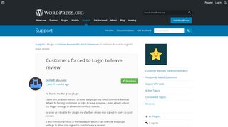 
                            1. Customers forced to Login to leave review | WordPress.org