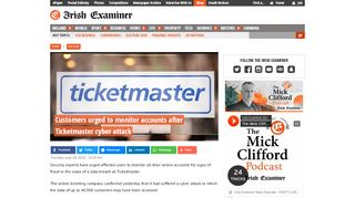 
                            6. Customers urged to monitor accounts after Ticketmaster cyber attack ...