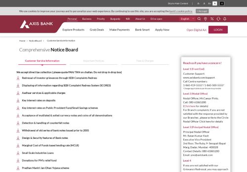 
                            13. CustomerServiceInformation - Axis Bank