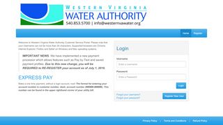 
                            13. CustomerWeb : Login - Western Virginia Water Authority