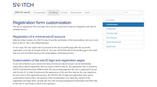 
                            3. Customization - For services - SWITCH edu-ID - SWITCH