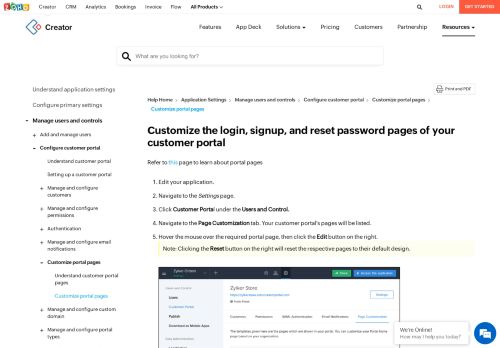 
                            2. Customize Login Page of the Customer Portal | Zoho Creator Help