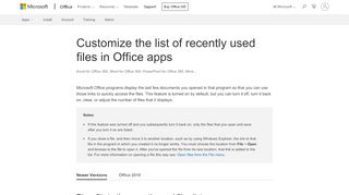 
                            13. Customize the list of recently used files in Office apps - Office Support