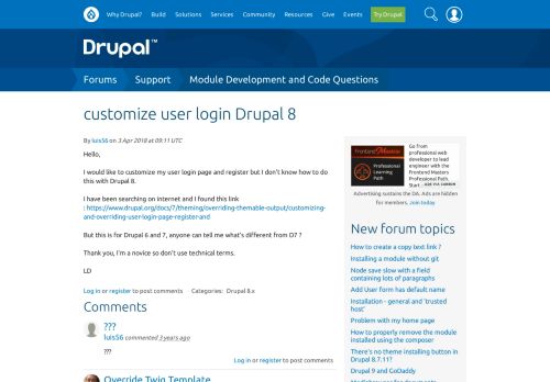 
                            2. customize user login Drupal 8 | Drupal.org
