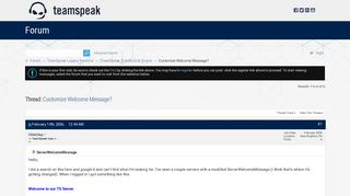 
                            1. Customize Welcome Message? - TeamSpeak