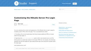 
                            2. Customizing the RStudio Server Pro Login Page – RStudio Support