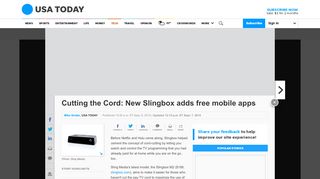 
                            12. Cutting the Cord: New Slingbox adds free mobile apps - USA Today