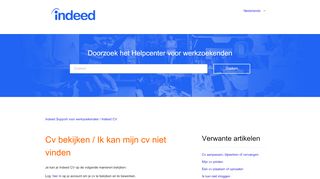 
                            1. Cv bekijken / Ik kan mijn cv niet vinden – Indeed Support voor ...