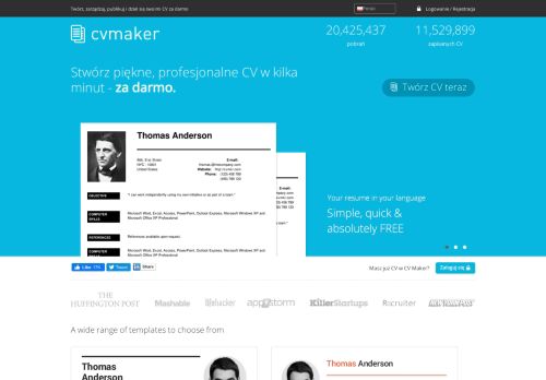 
                            13. CV Maker: Twórz profesjonalne CV w sieci za darmo - w CV creator