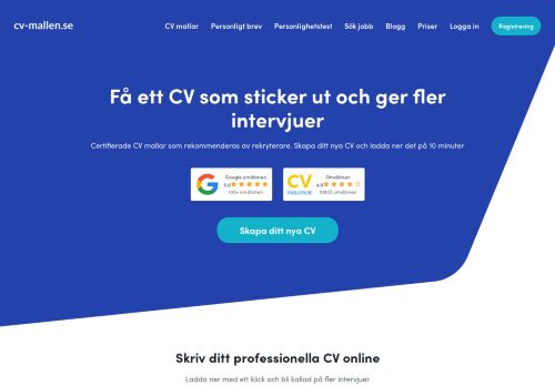 
                            7. CV-mallen.se [2019] - Gratis CV byggare som enkelt ger dig ett ...