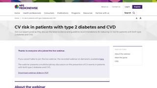 
                            7. CV risk in patients with type 2 diabetes and CVD - NPS MedicineWise
