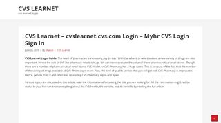 
                            5. CVS Learnet - cvslearnet.cvs.com Login - Myhr CVS Login Sign In